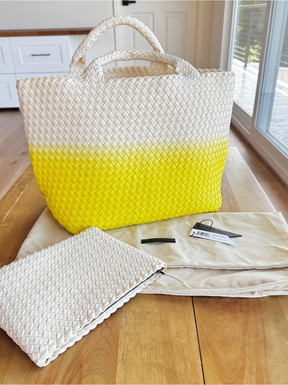Authentic Naghedi Medium St. Barths Tote Ginkgo Like New w/ Tags & Dust Bag